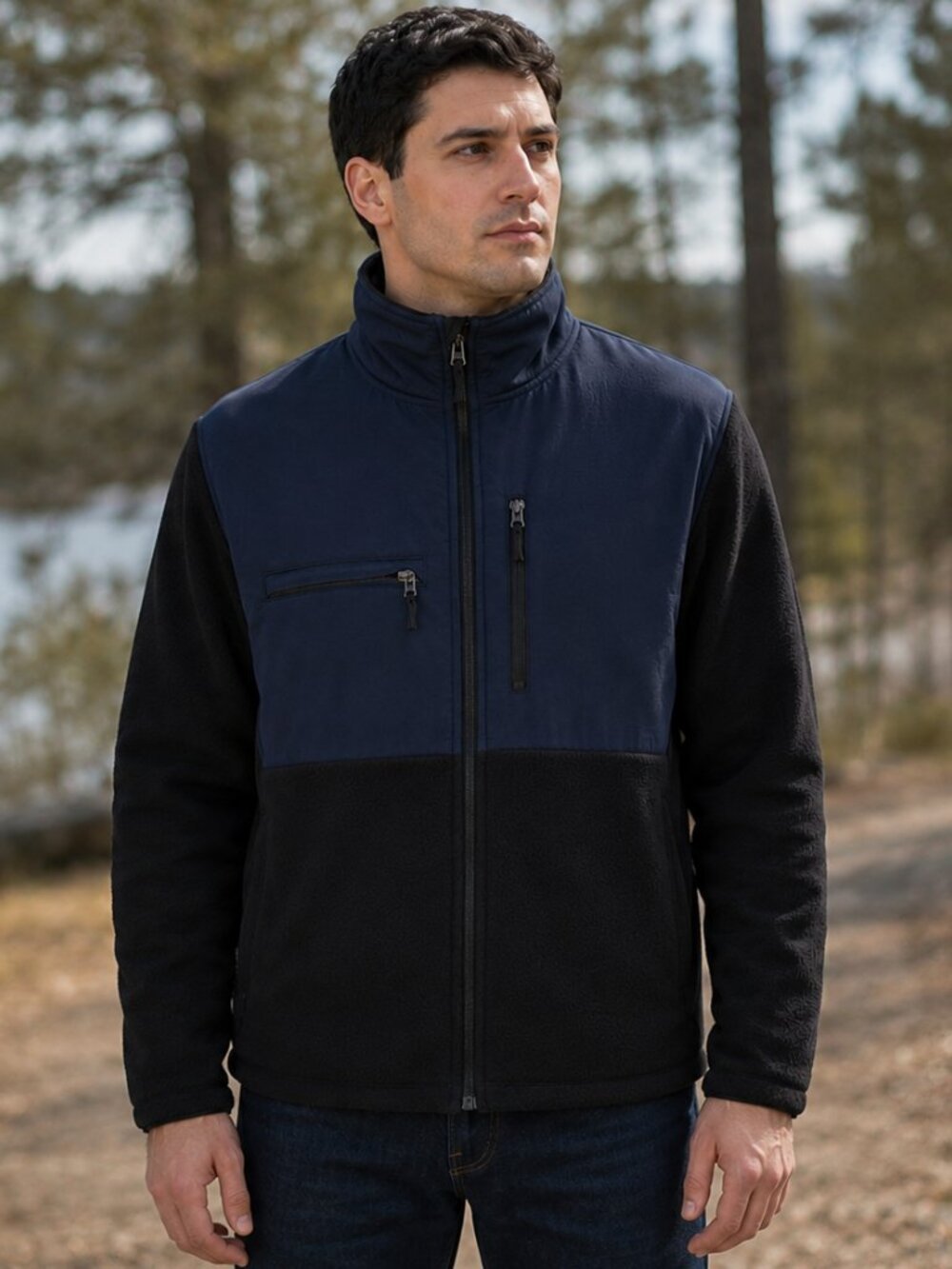 Mantles Men's Dark Navy & Black Fleece-Lined Jacket